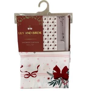 Christmas RED BOWS Fabric Shower Curtain 72x72 Festive Holiday Bath NEW